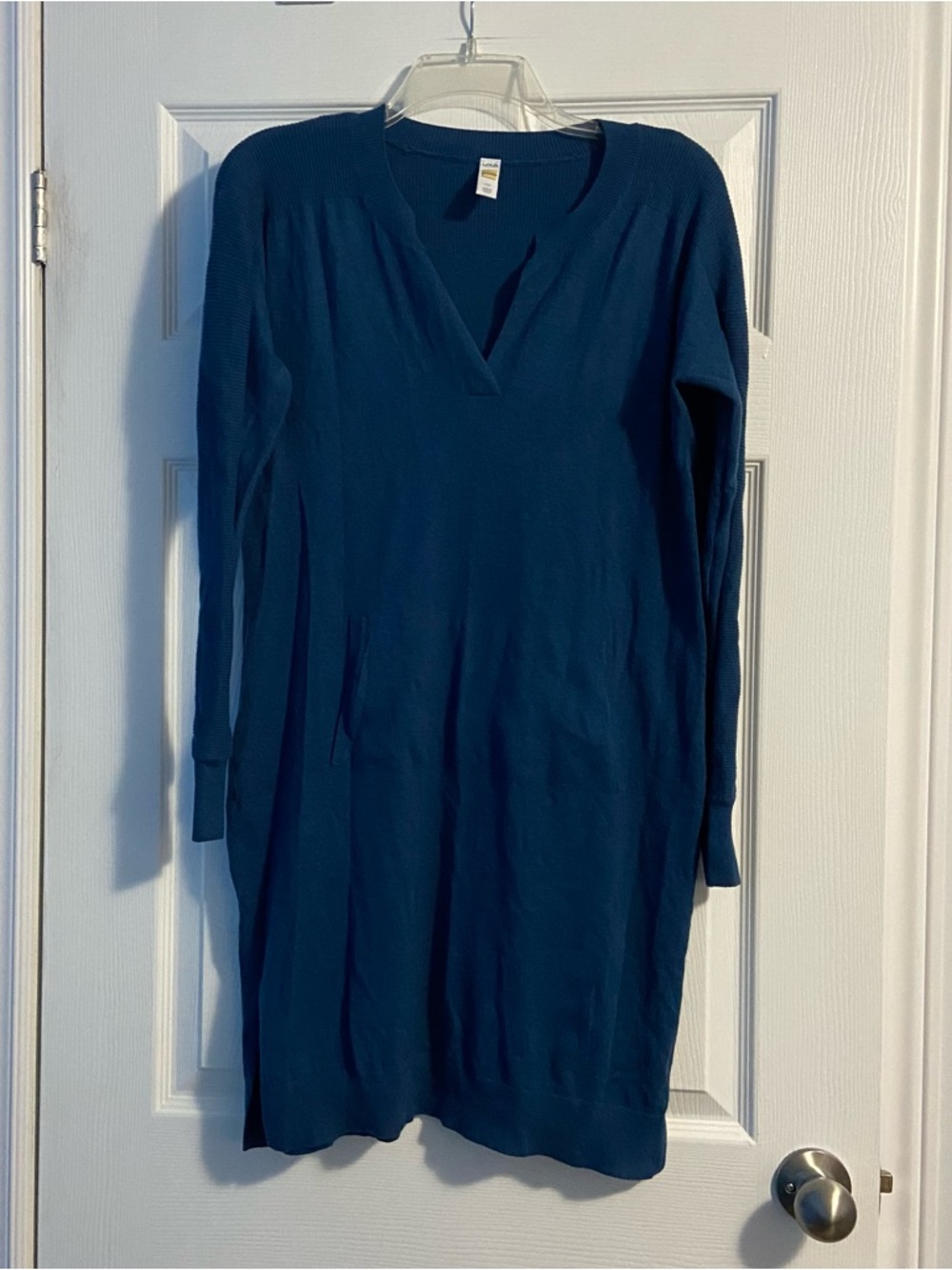 Lole Women’s Blue Long Sleeve V-Neck Knit Sweater Dress Size L